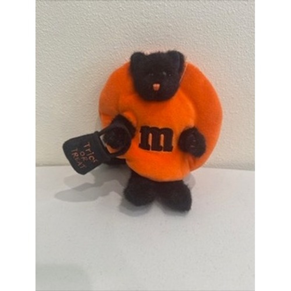 Boyds Bears M&M Halloween Black Cat Plush Orange Candy Costume Trick‎ Treat